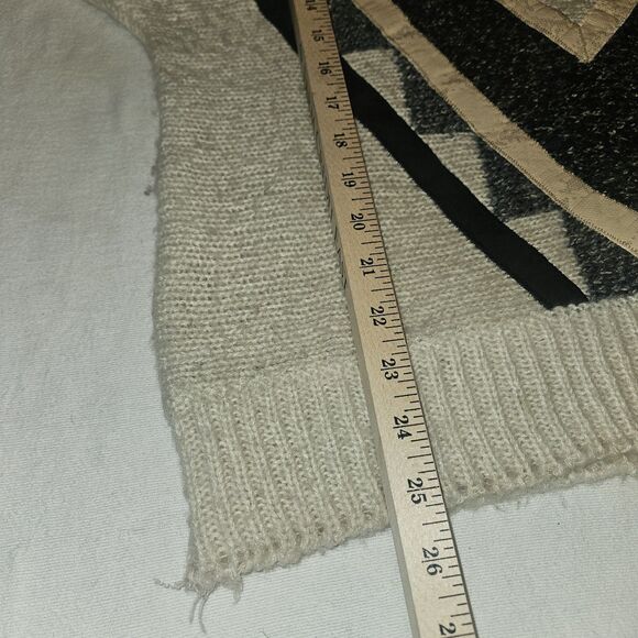 Vintage L Long Sleeve Oversized Sweater Turtleneck Cream Gray Snakeskin Ski - Picture 10 of 11